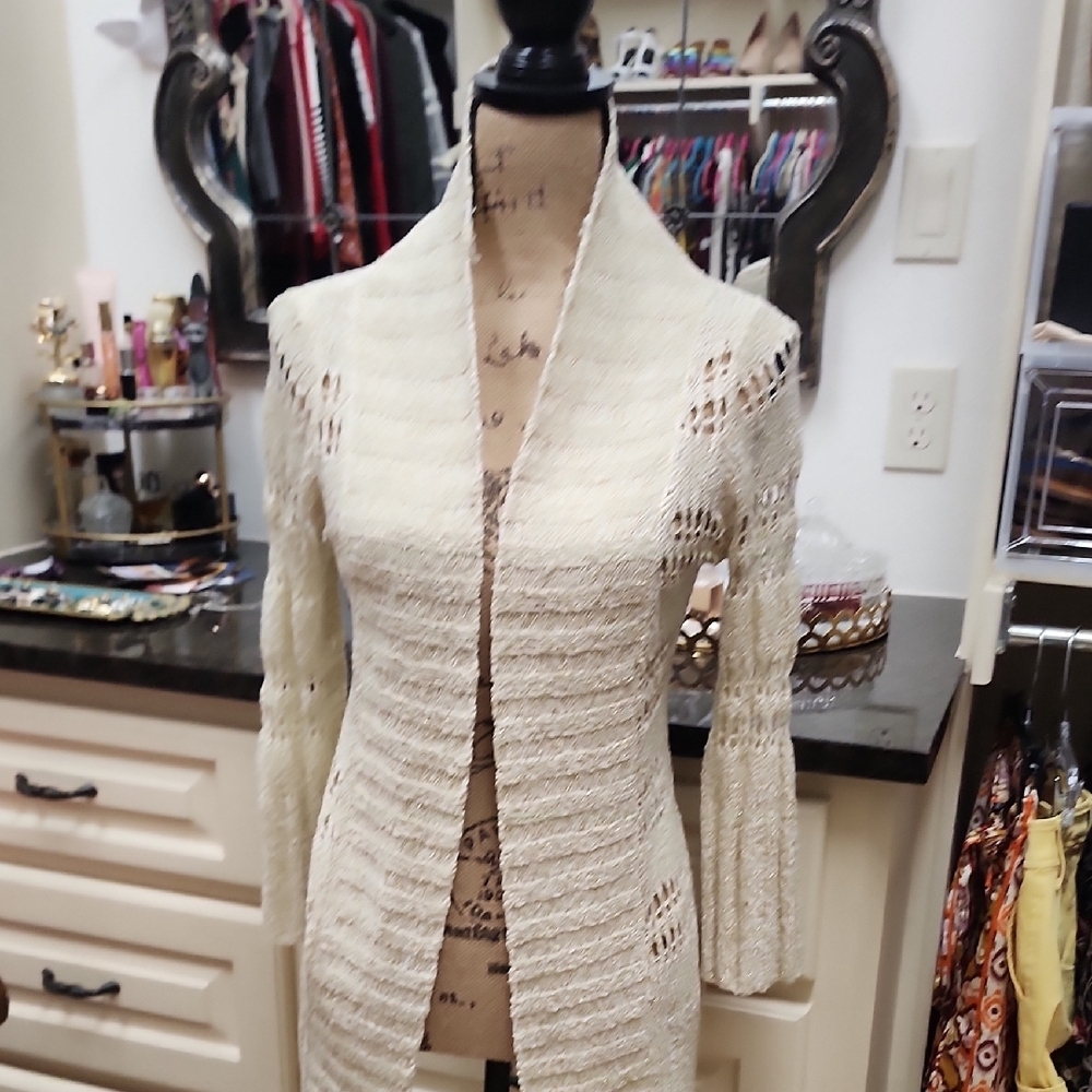 Elegant Cream Open-Front Sweater